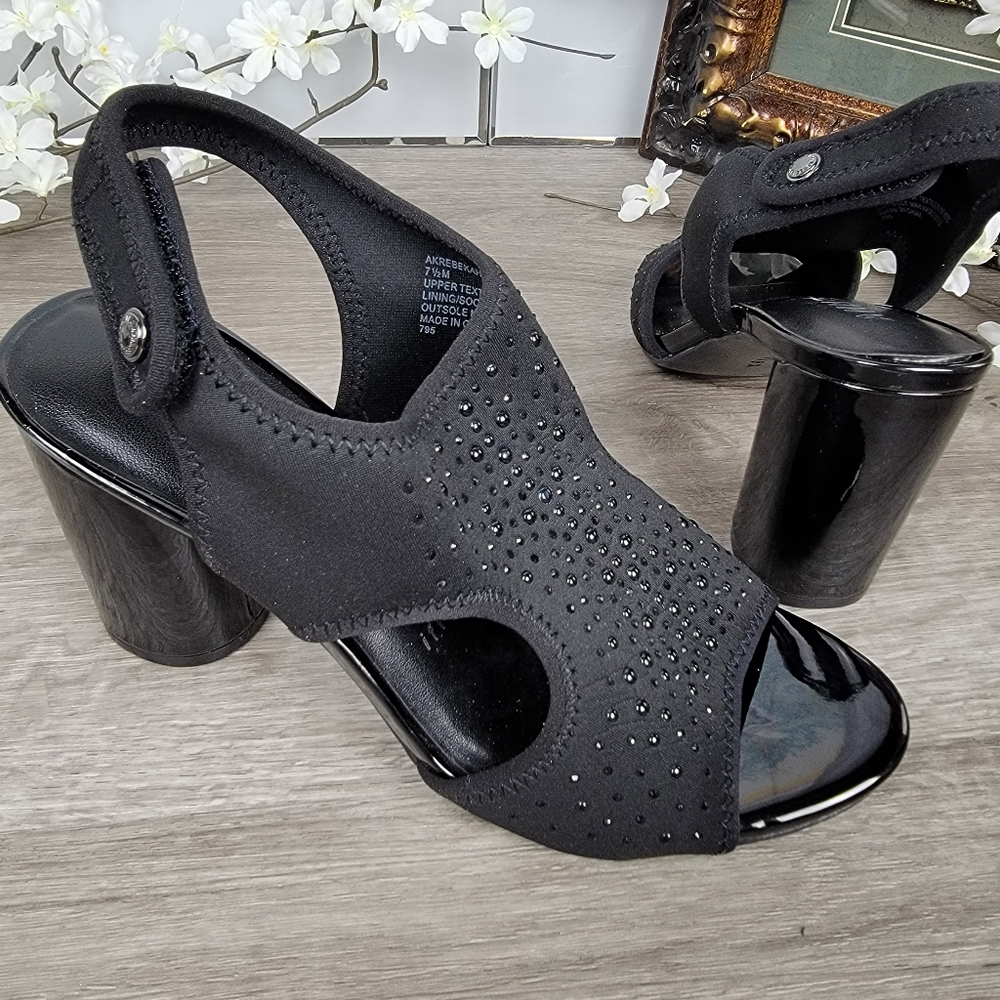 ANNE KLEIN Rebekah embellished Cylinder Heel Sandal